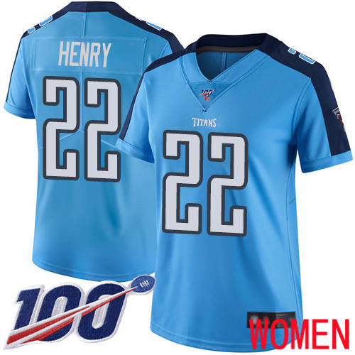 Tennessee Titans Limited Light Blue Women Derrick Henry Jersey NFL Football #22 100th Season Rush Vapor Untouchable->youth nfl jersey->Youth Jersey
